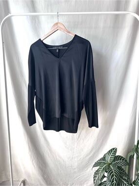 White House Black Market Black V-Neck Long Sleeve Top